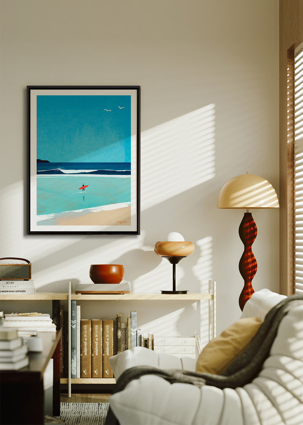 Cuadro deportivo: surfista en la orilla – Canvas1