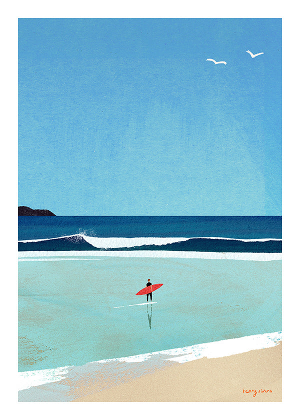Cuadro deportivo: surfista en la orilla