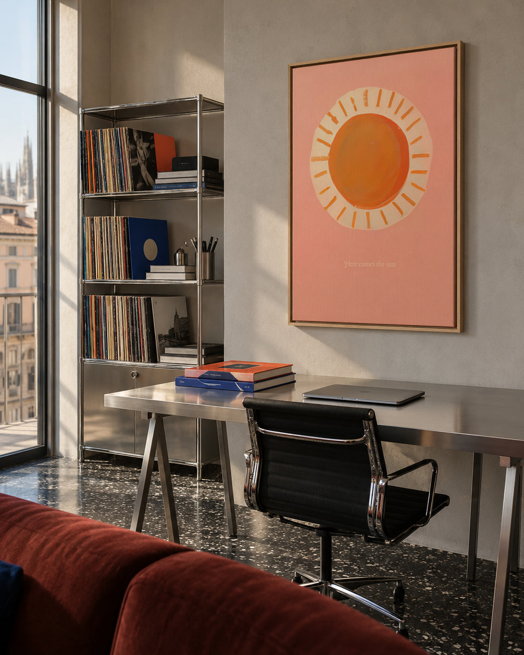 Here comes the sun - Framed canvas in an interior
