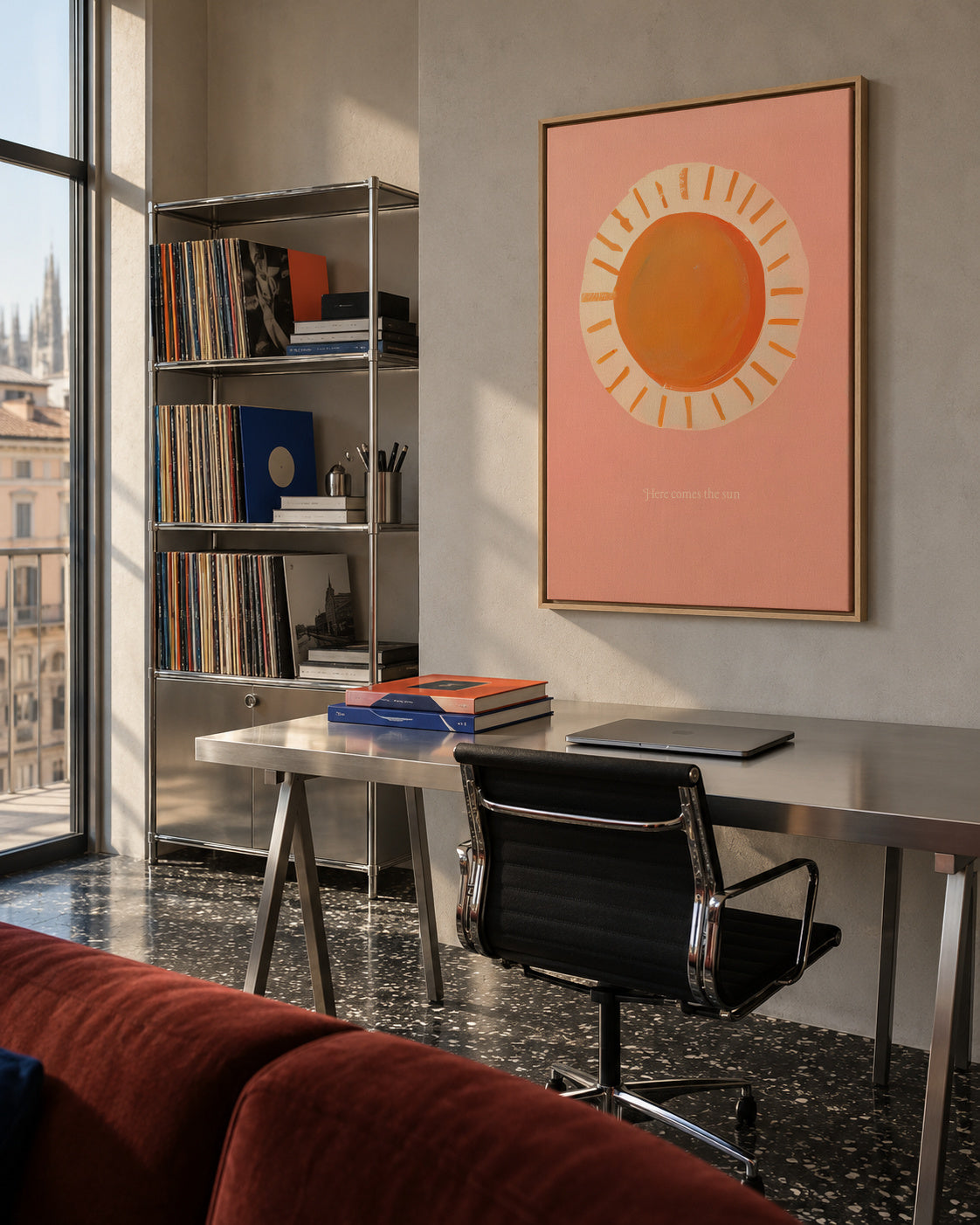Here comes the sun - Framed canvas in an interior