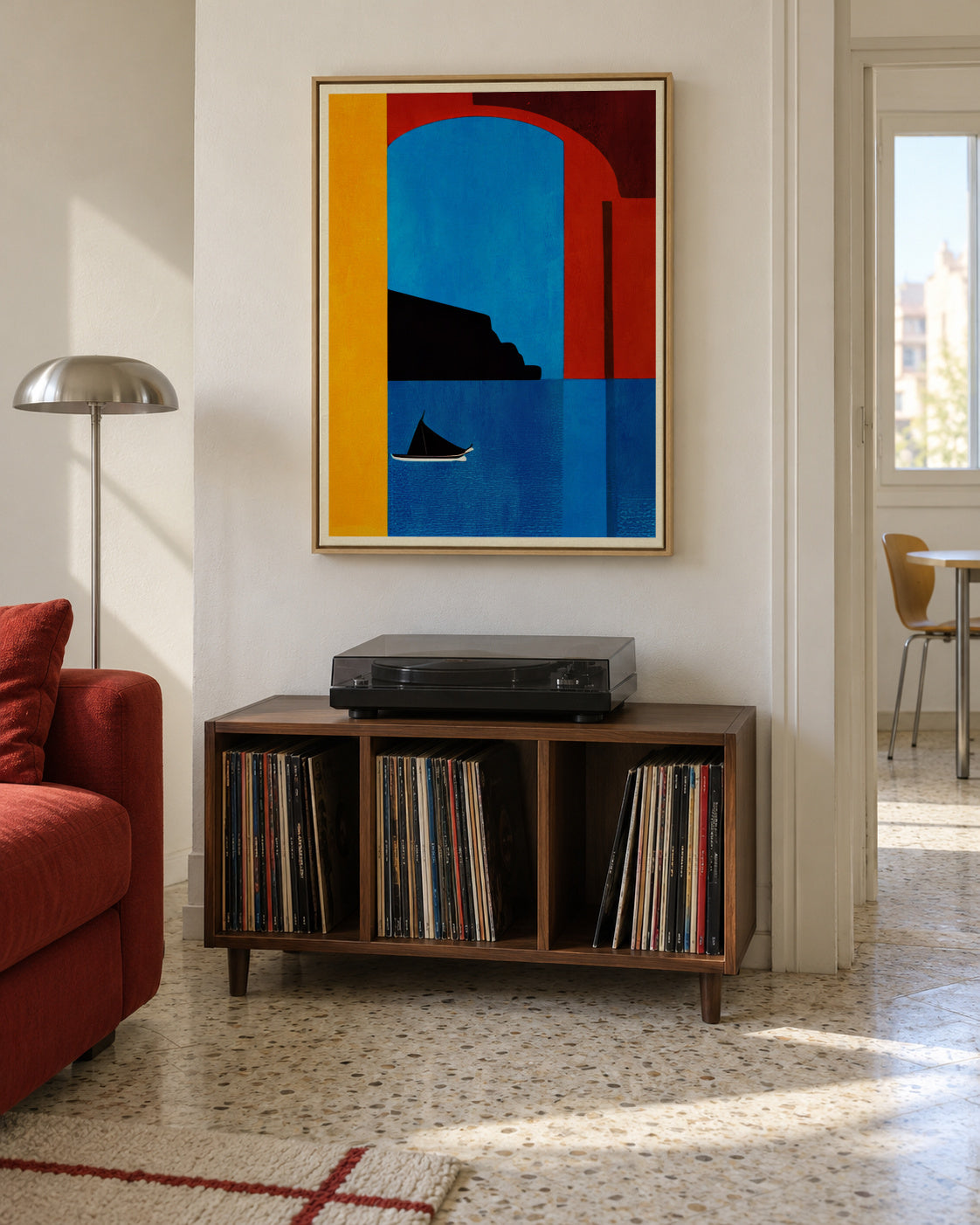 Sunset Cruise In Italy - Framed canvas in an interior