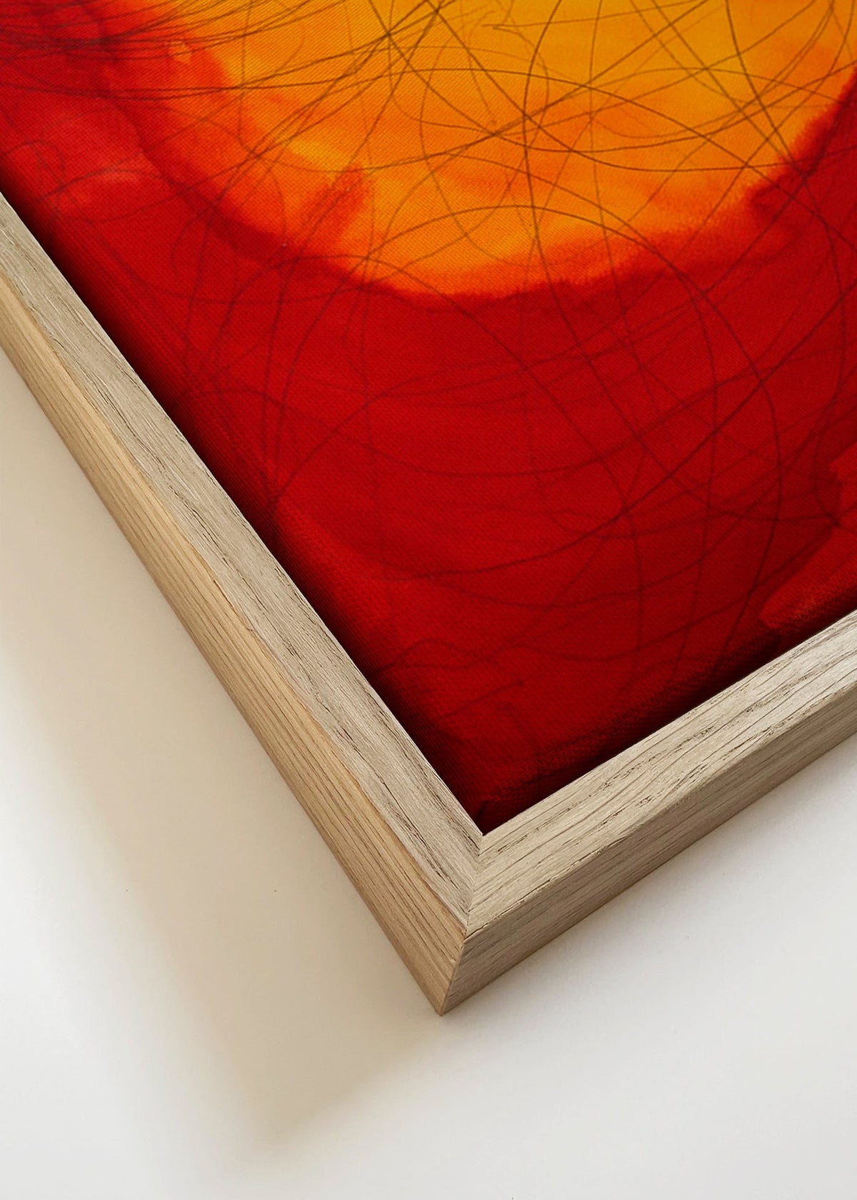 Abstract artwork in red and yellow – Canvas detail