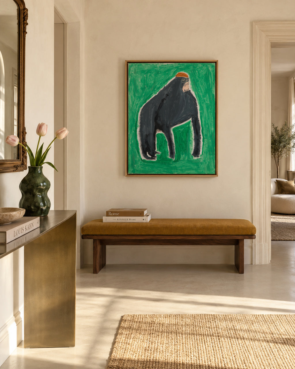 Y cómo los gorilas: uh, uh, uh! - Alexis Hinojosa - Framed canvas in an interior