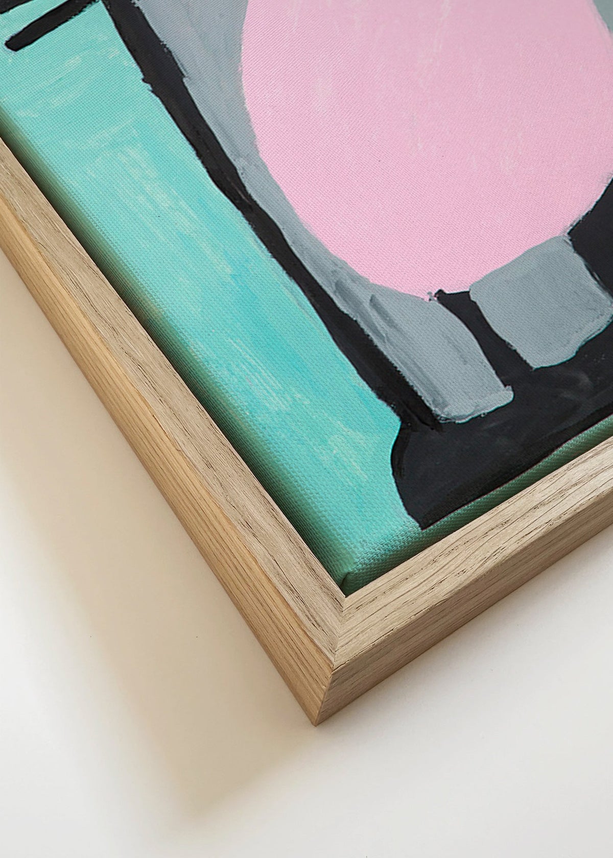 Kids print playful pink penguin – Canvas detail