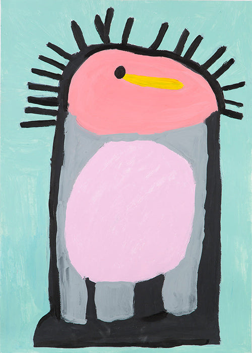 Lámina infantil pingüino rosa simpático