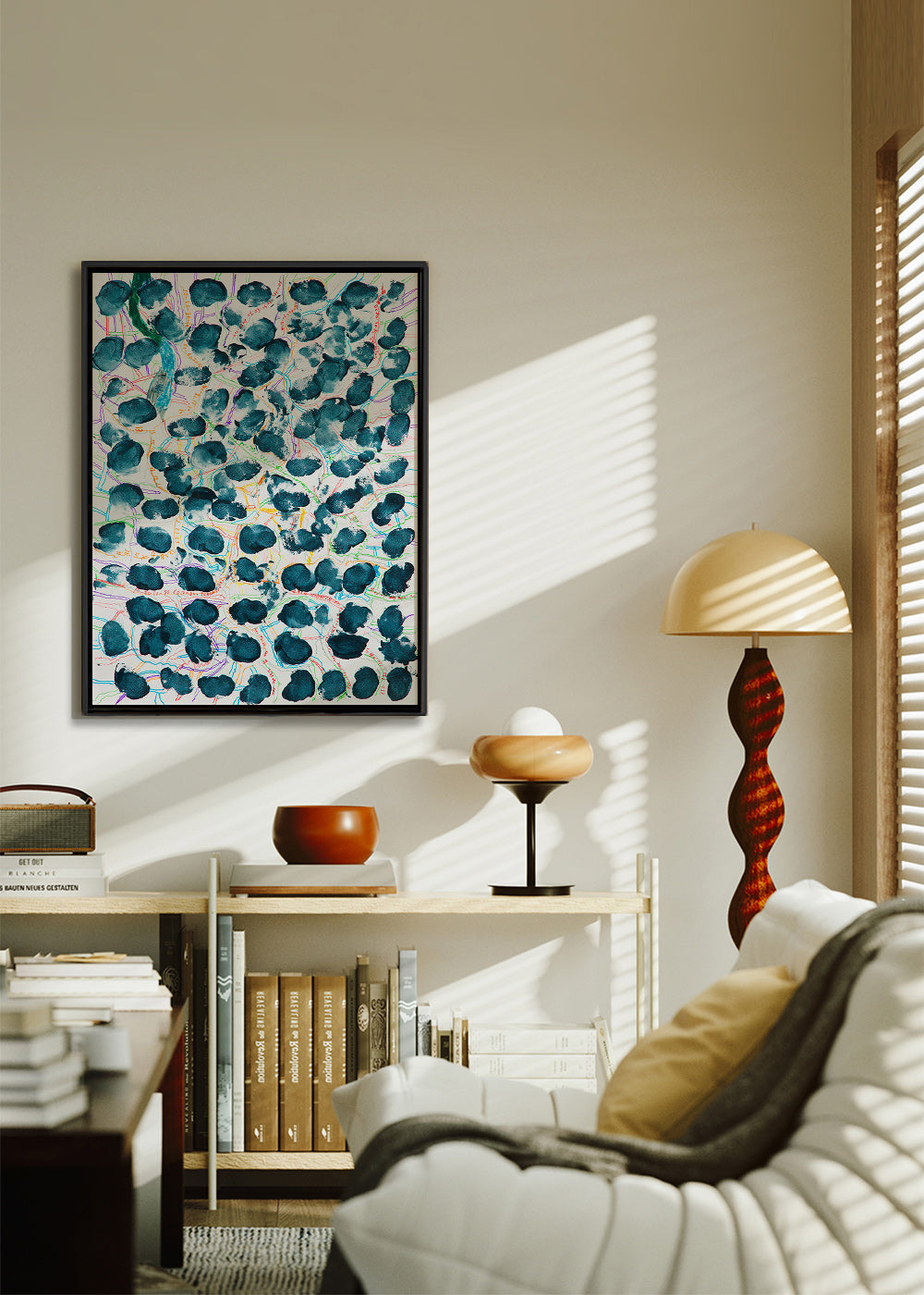 Cuadro abstracto con manchas azul marino – Canvas1