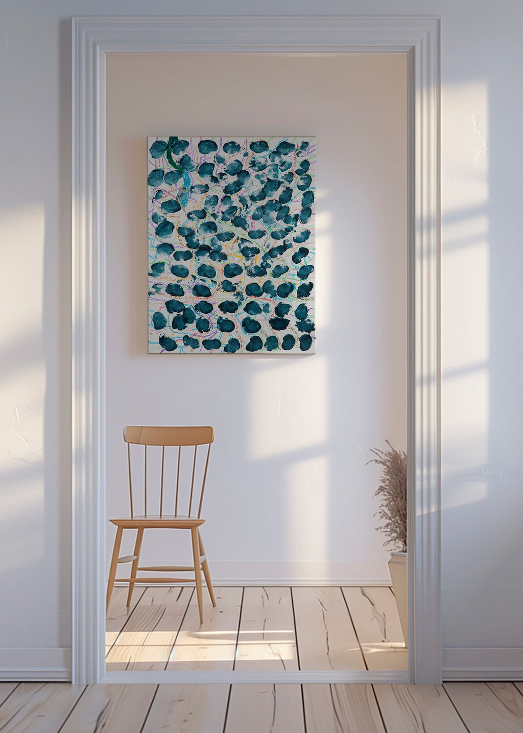 Cuadro abstracto con manchas azul marino – Canvas