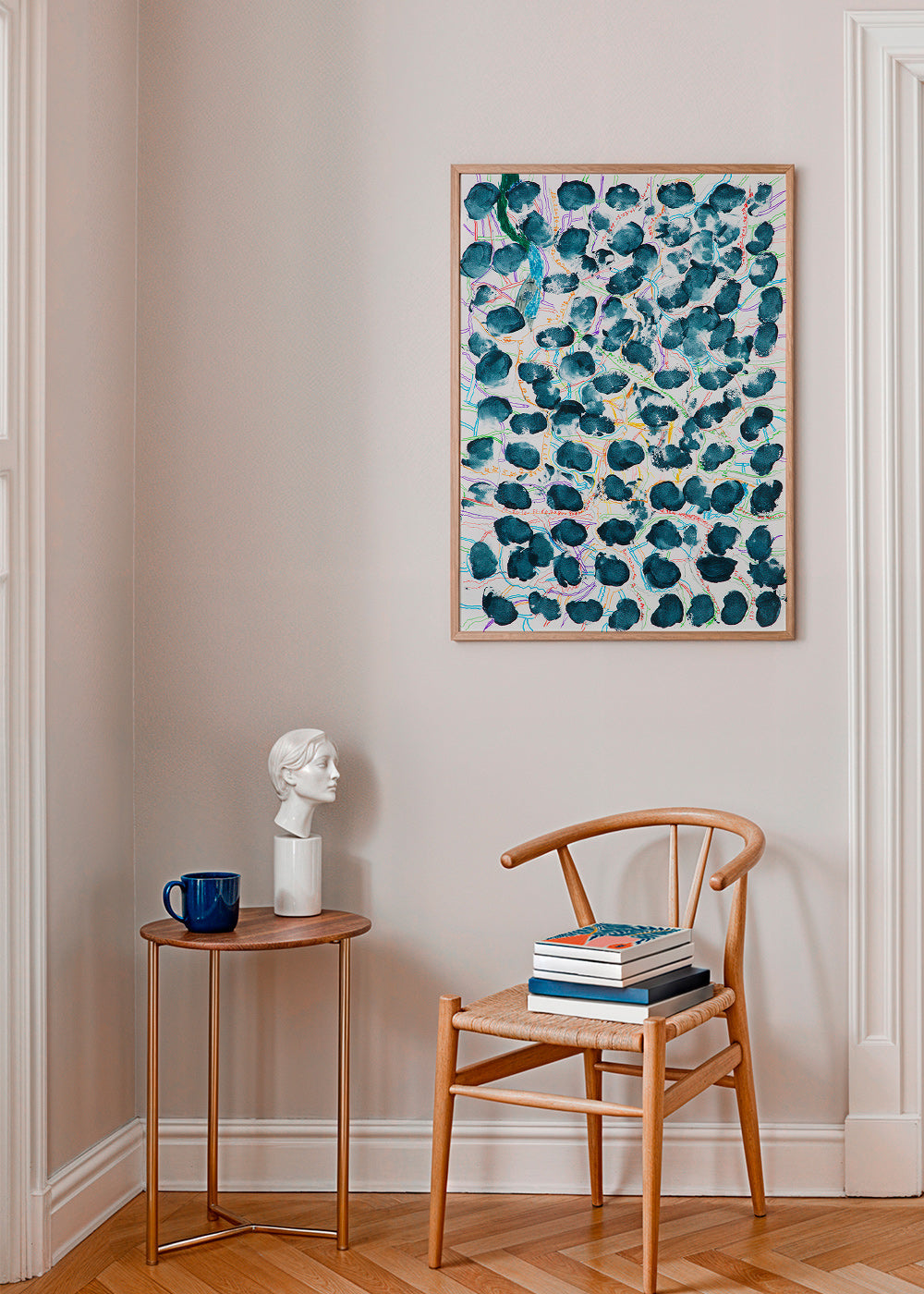 Cuadro abstracto con manchas azul marino – Product2