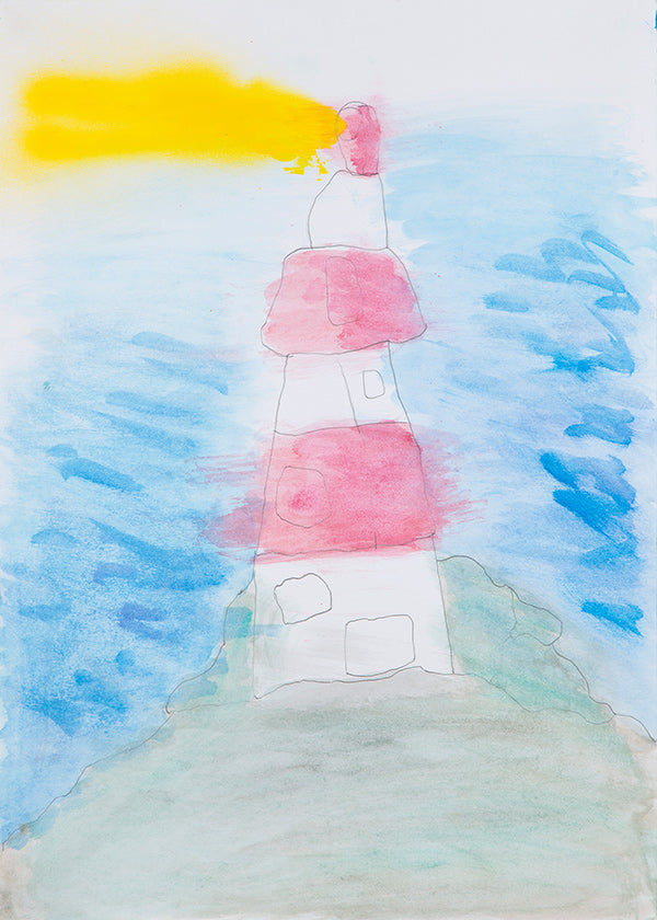Landscape art: lighthouse watercolor sketch