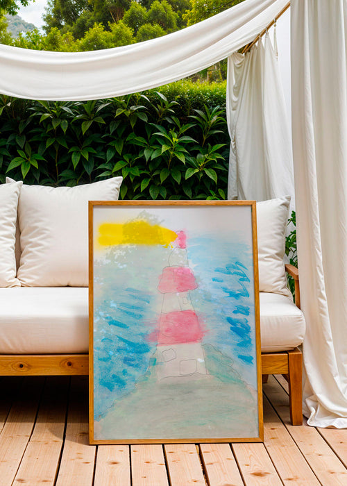 Cuadro de paisaje con faro en acuarela – Product1