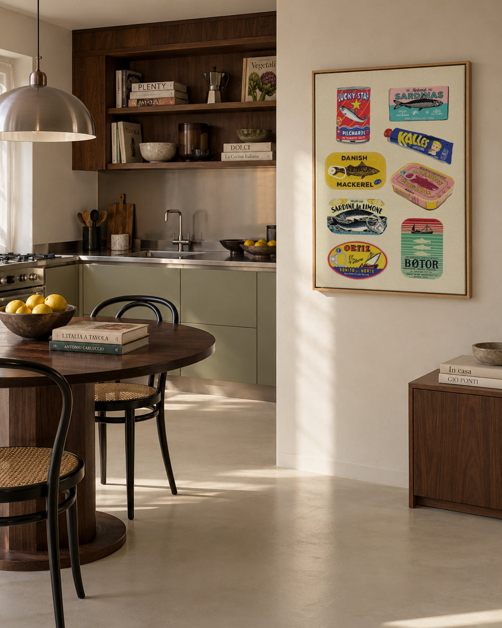 Canned Fish - Framed canvas in an interior