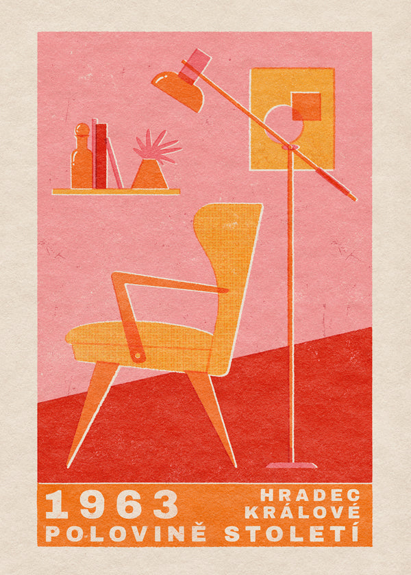 Vintage poster: 1960s chair and lamp | Wall art, framed prints and
