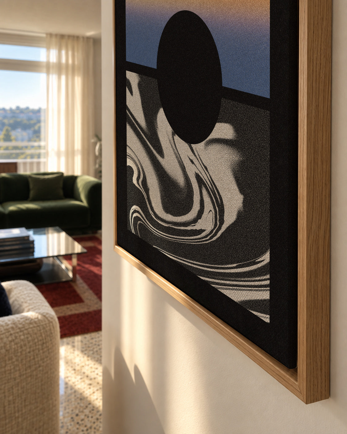 Black Worm Hole Gradient - Framed canvas detail