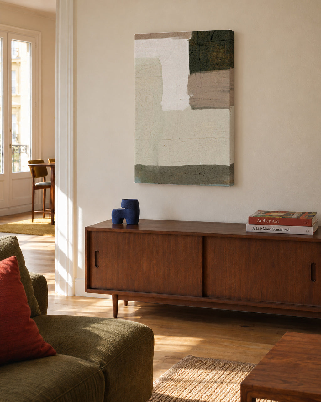 Base 2 - Unframed canvas in an interior