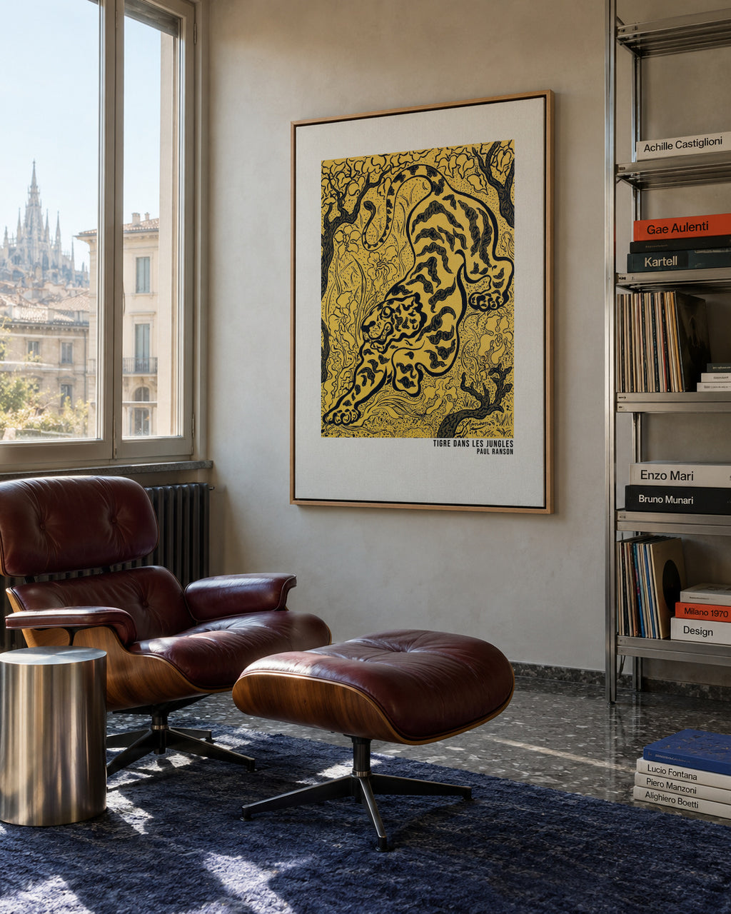 Tigre Dans Les Jungles Poster - Framed canvas in an interior