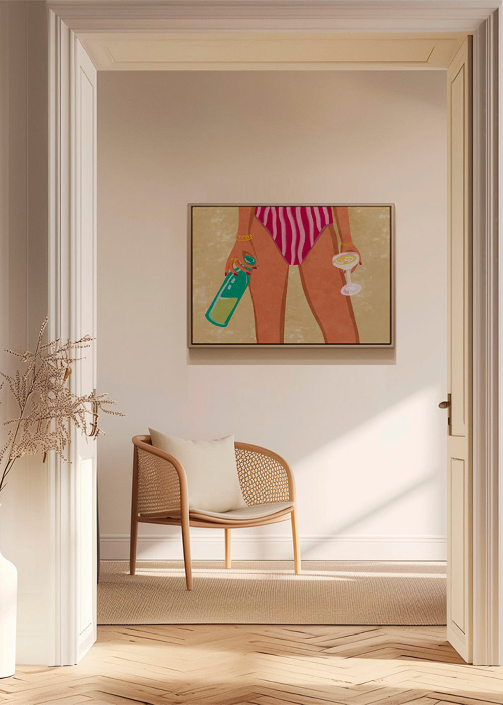 Girl with wine at the beach - Raissa Oltmanns 