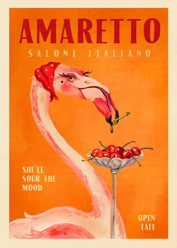 【80s / 50s】ポストモダン・アートデコ Kitchen art retro flamingo with cocktail | Wall art, framed prints