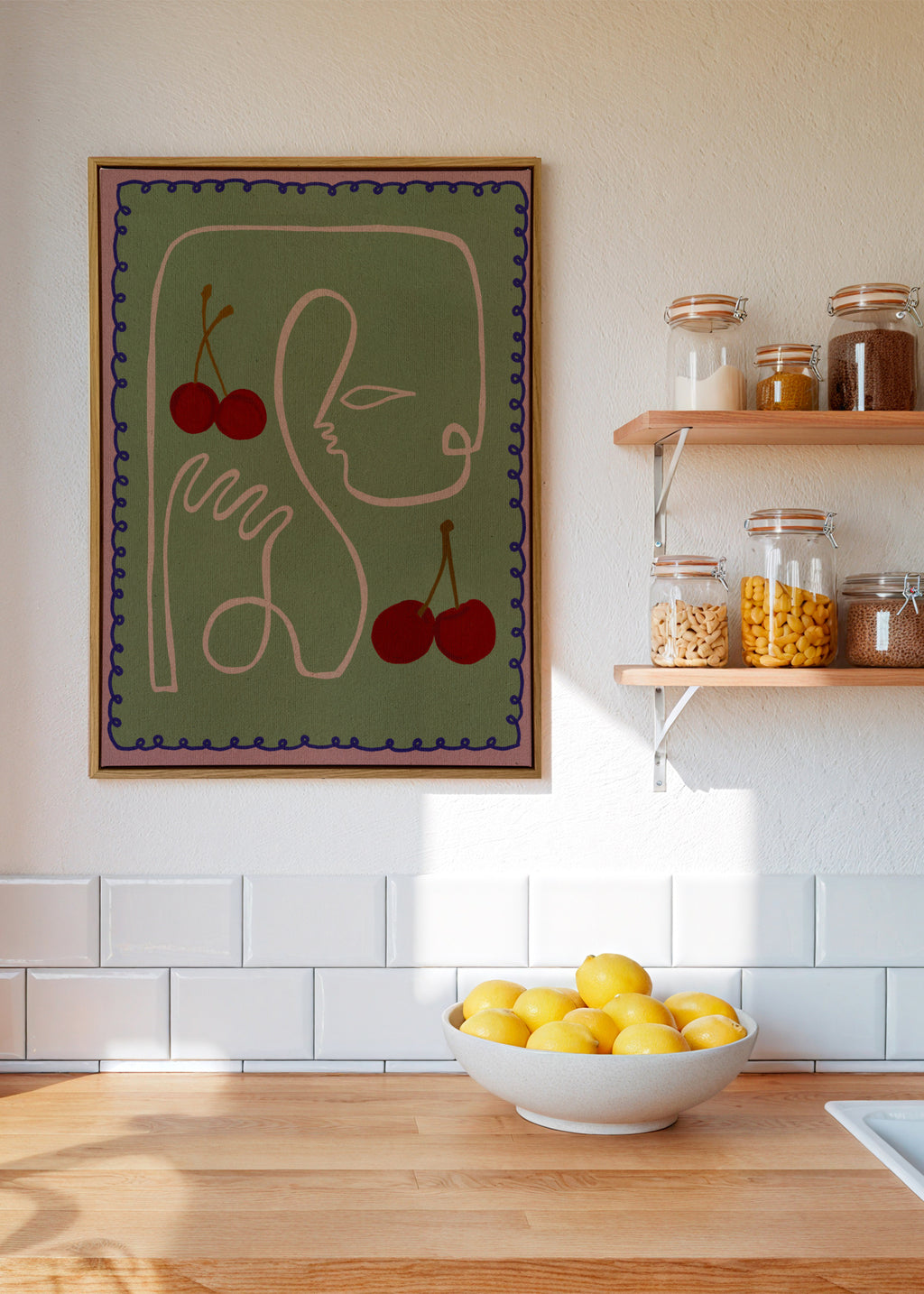 Fruit fiesta 5 - Framed canvas in an interior