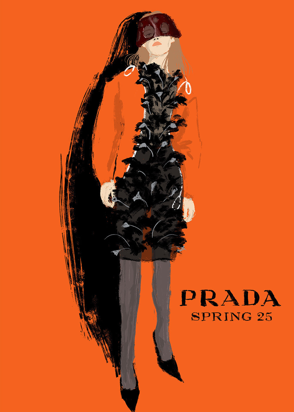 PRADA fashion illustration on orange | Wall art, framed prints and