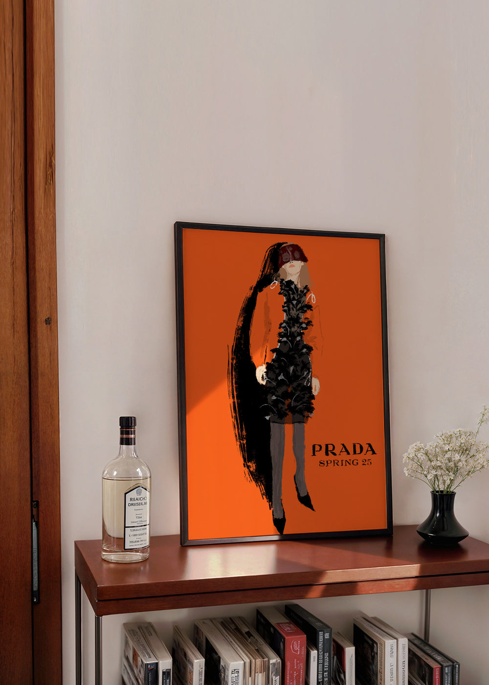 PRADA fashion illustration on orange | Wall art, framed prints and