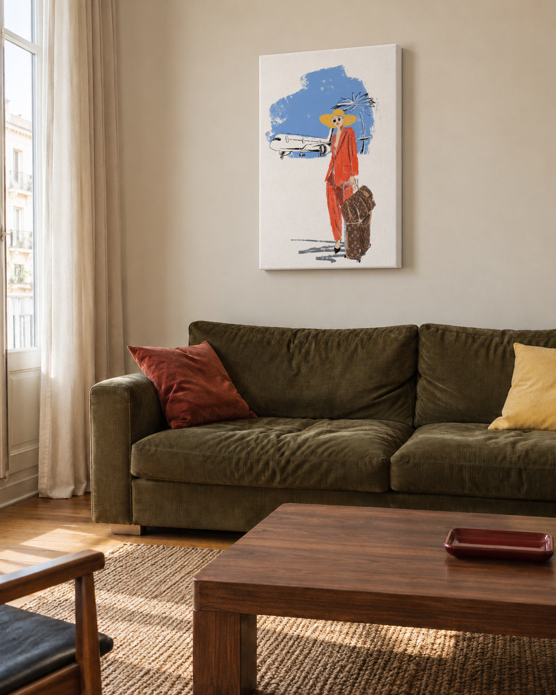 Travel - Unframed canvas in an interior