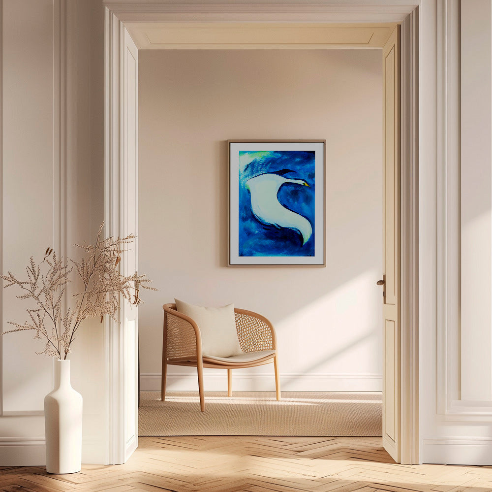 Cuadro cisne blanco sobre fondo azul – Canvas1