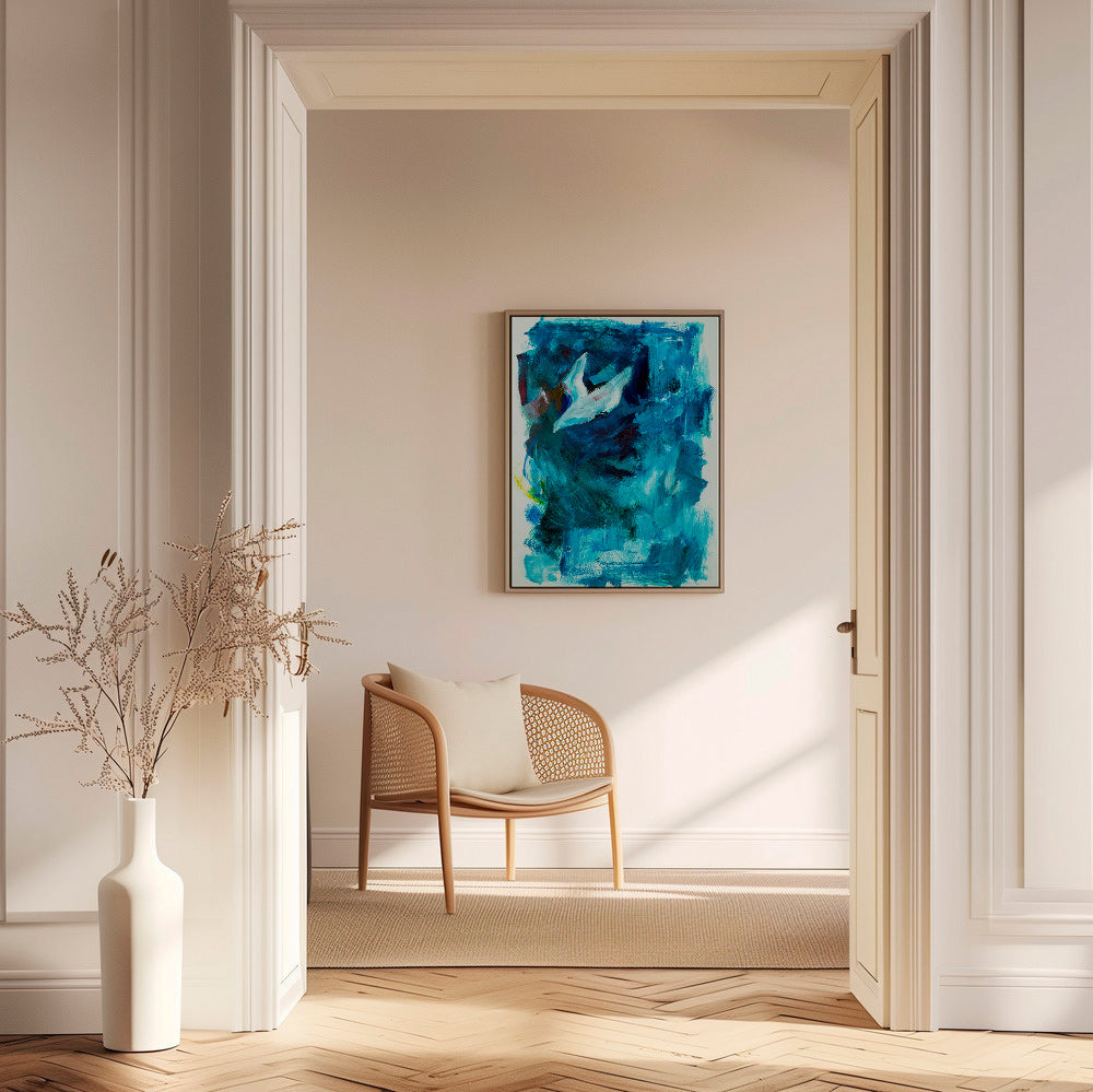 Cuadro abstracto azul con figura aérea – Canvas2