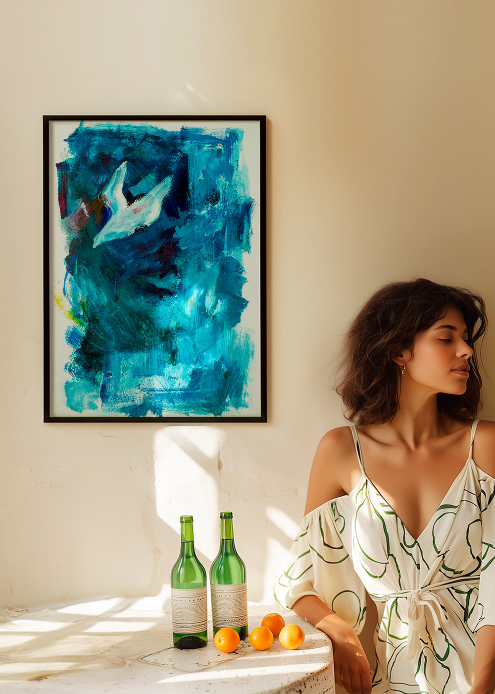 Cuadro abstracto azul con figura aérea – Product2