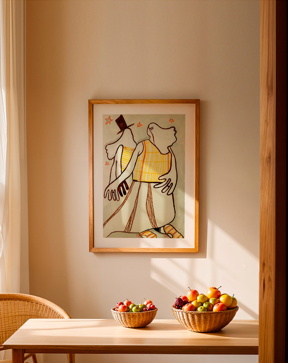 Ilustración de pareja danzante con trazo gestual – Product3