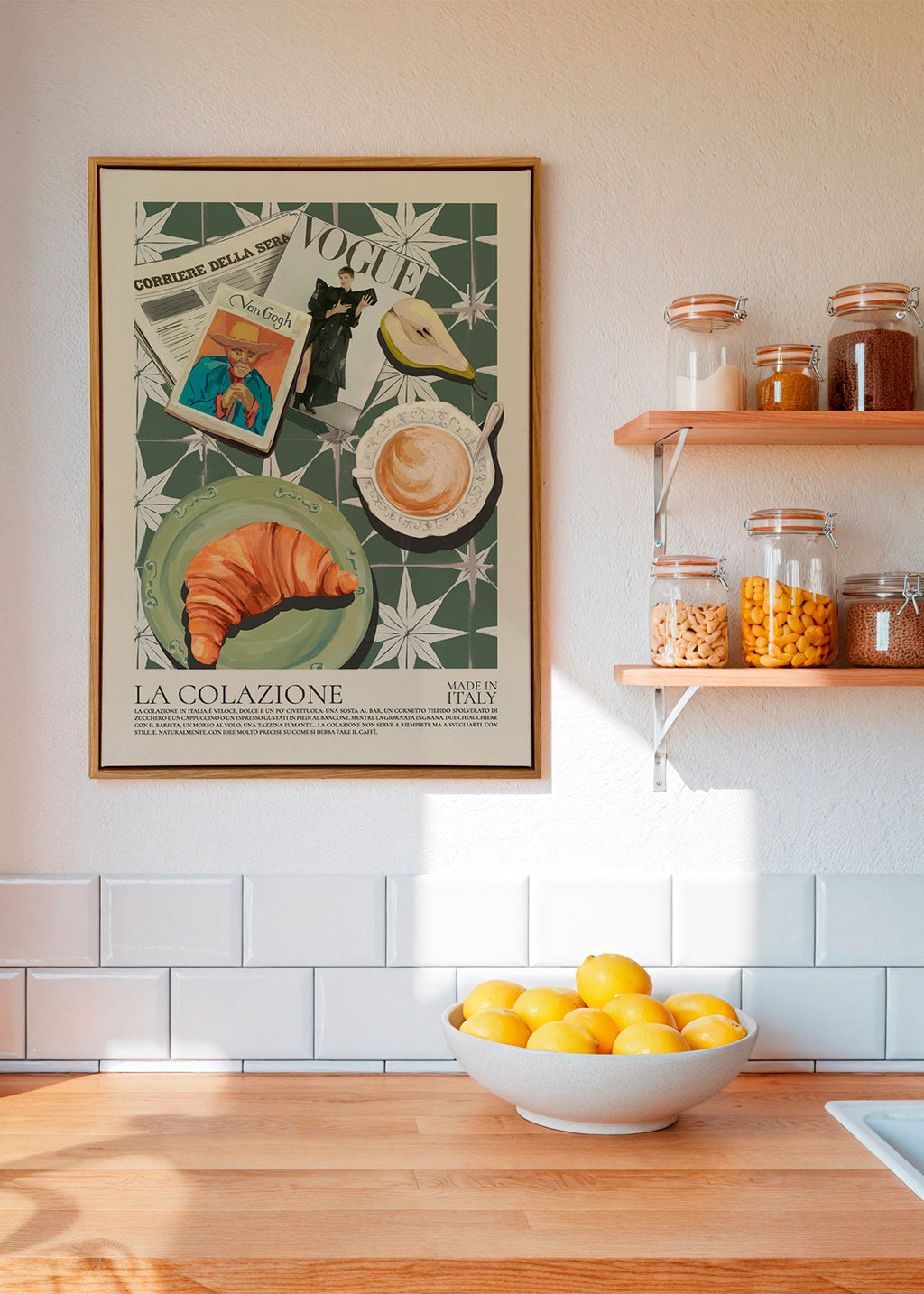 Kitchen art collage with croissant