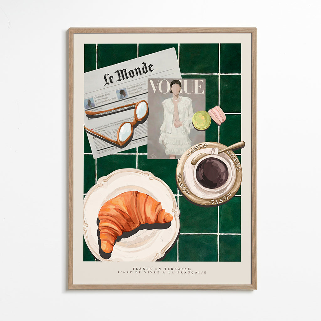 Kitchen art: croissant and coffee still life
