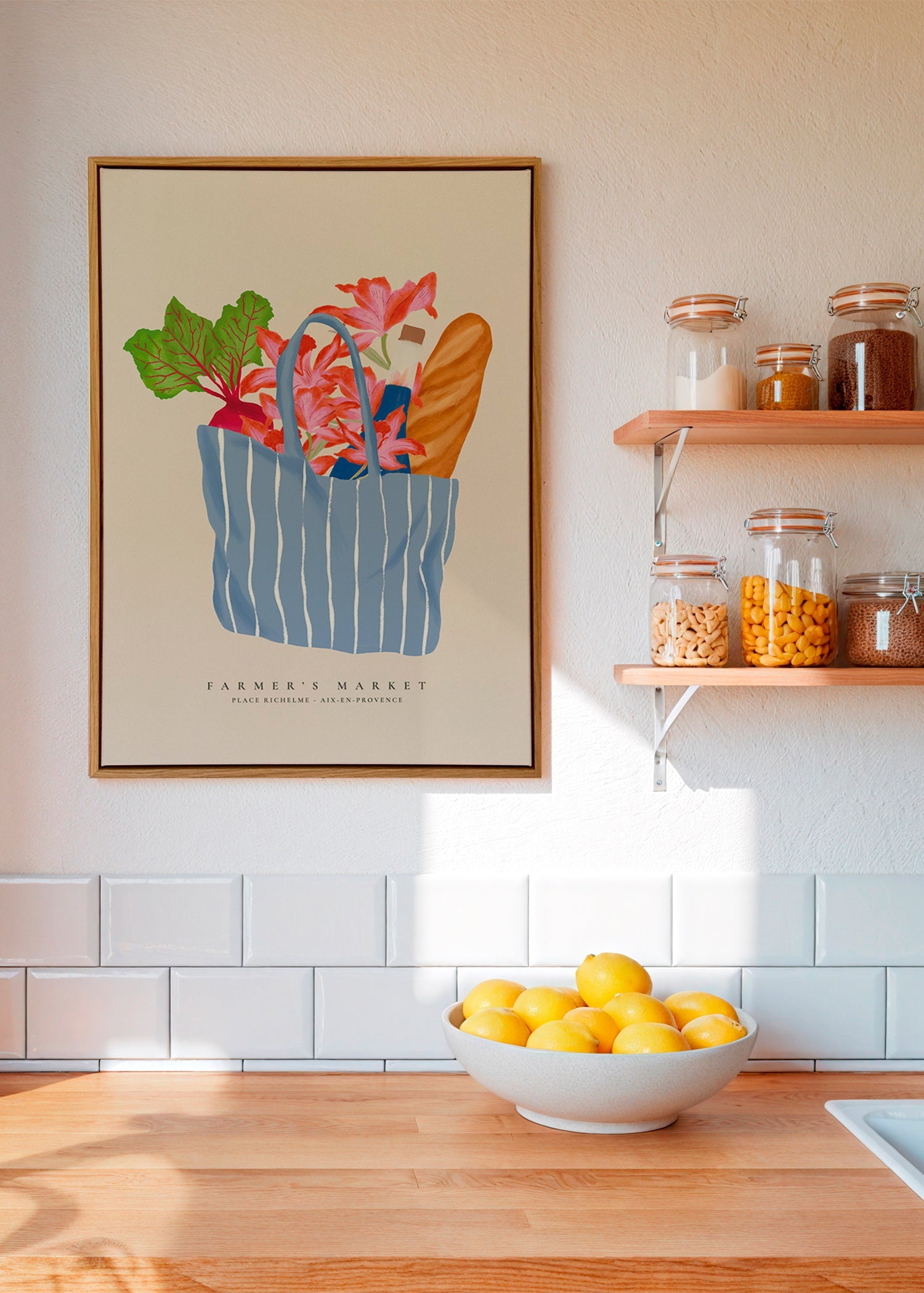 Cuadro de cocina con bolsa de mercado ilustrada – Canvas1