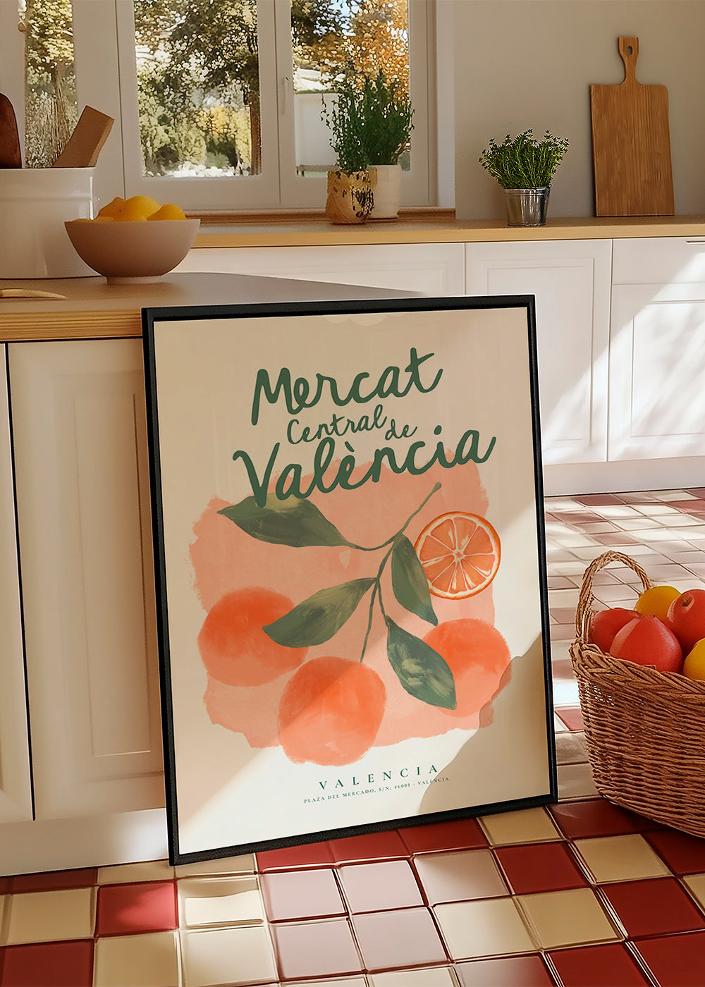 Kitchen art Mercat Central oranges illustration