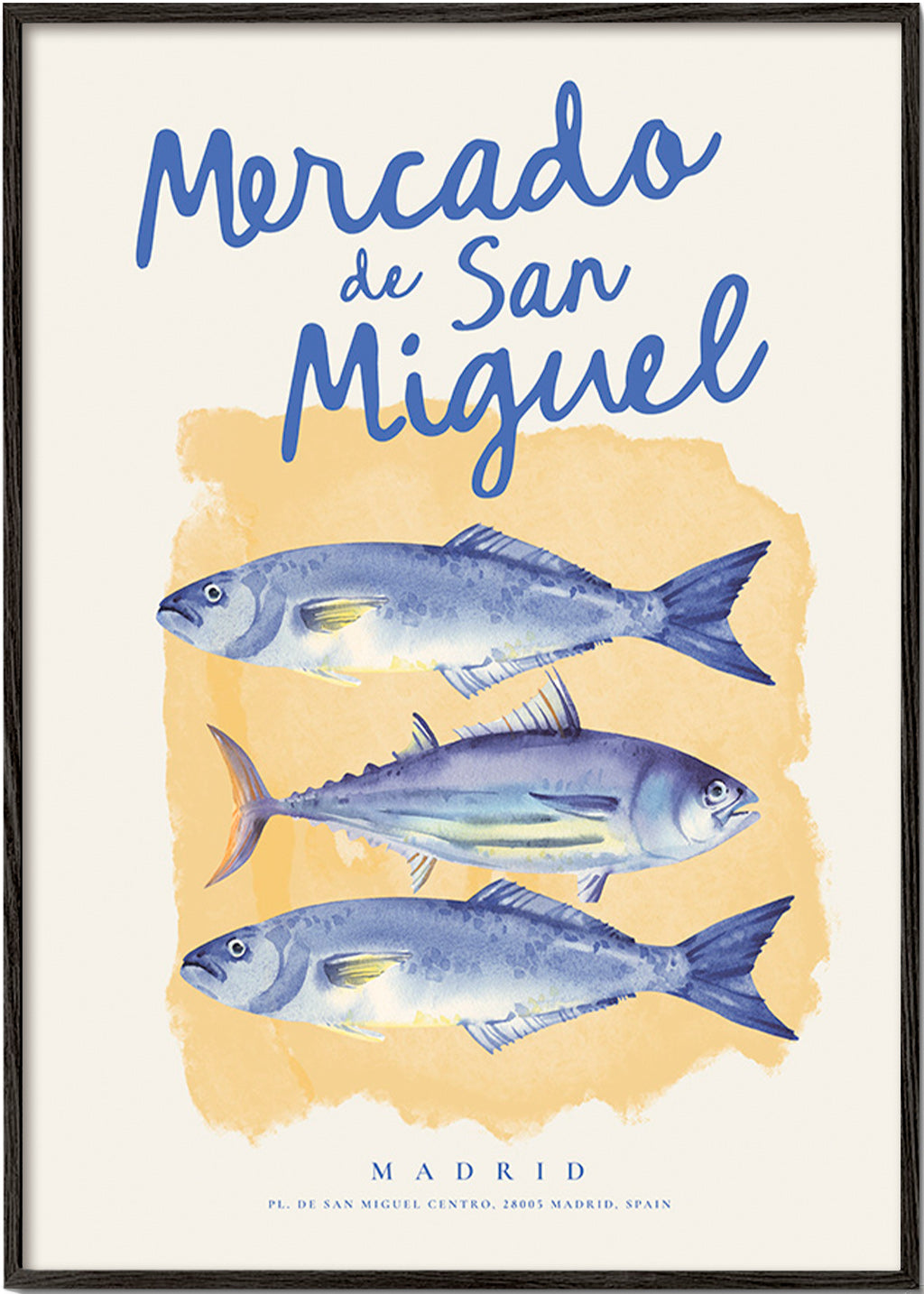 Kitchen art San Miguel blue fish poster