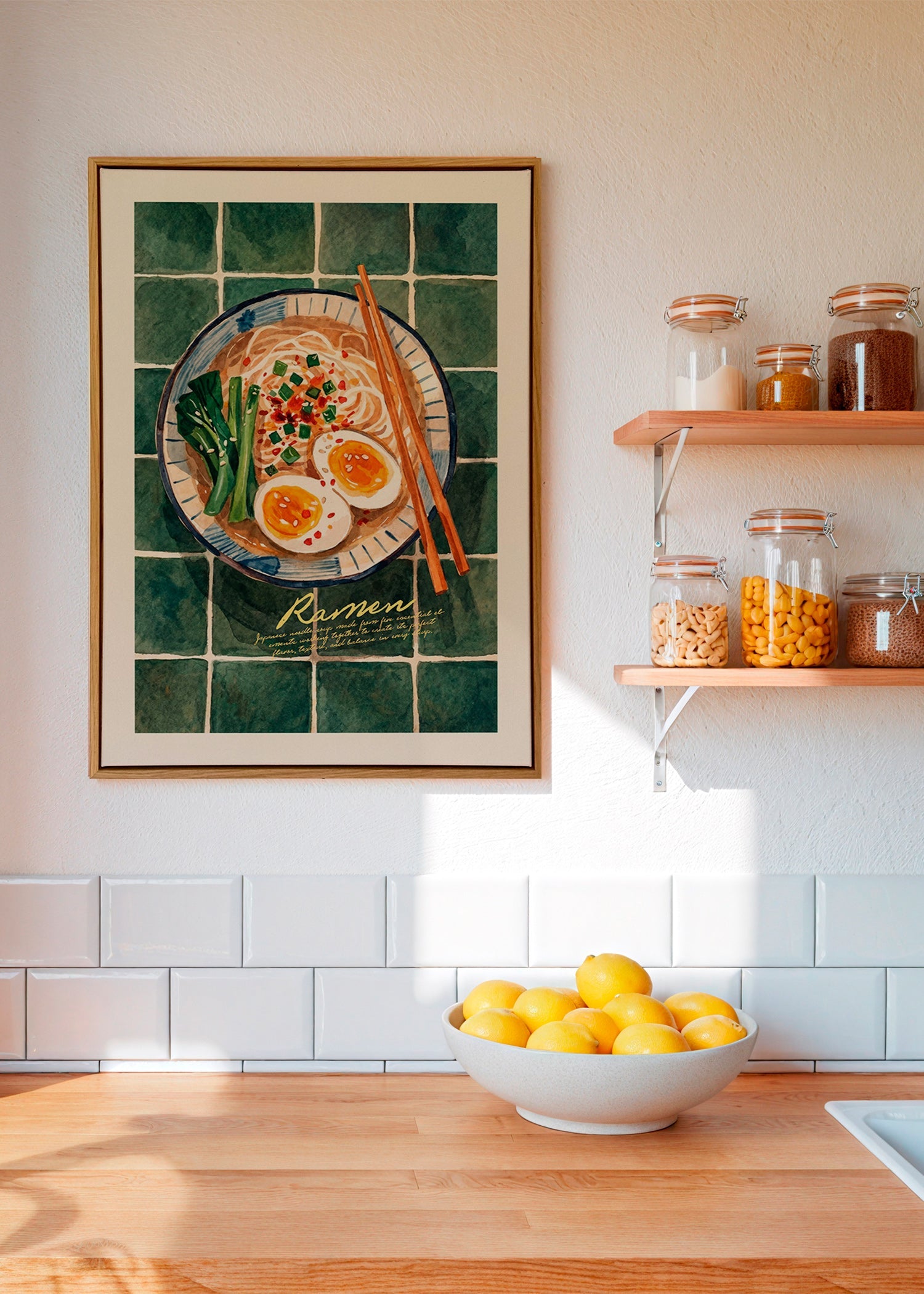 Kitchen art Ramen watercolor bowl