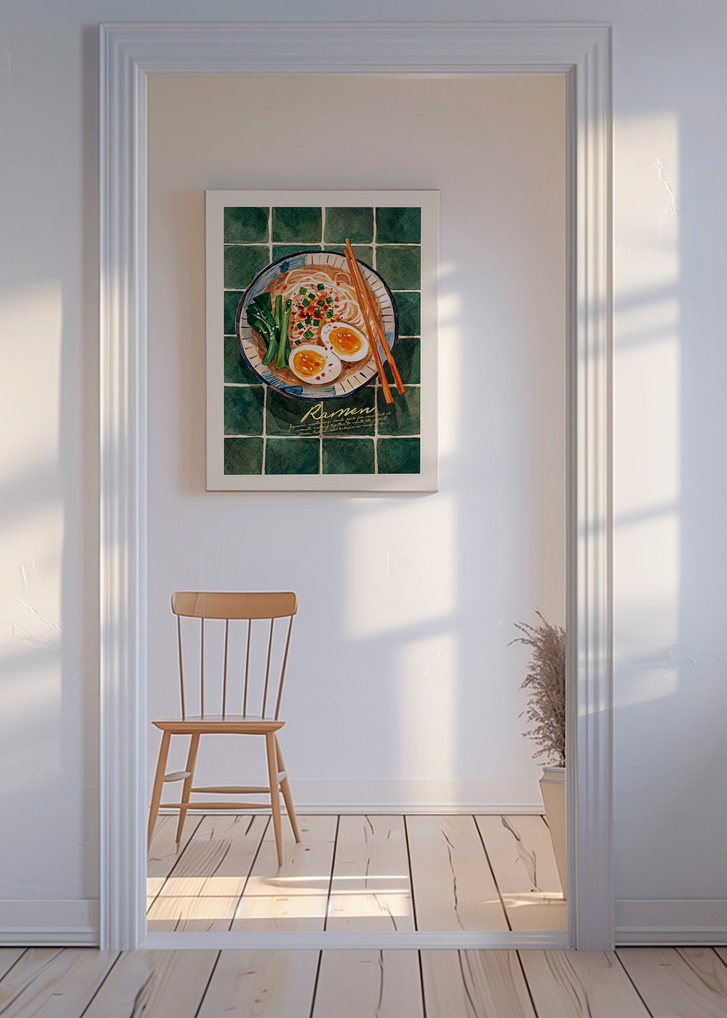 Kitchen art Ramen watercolor bowl