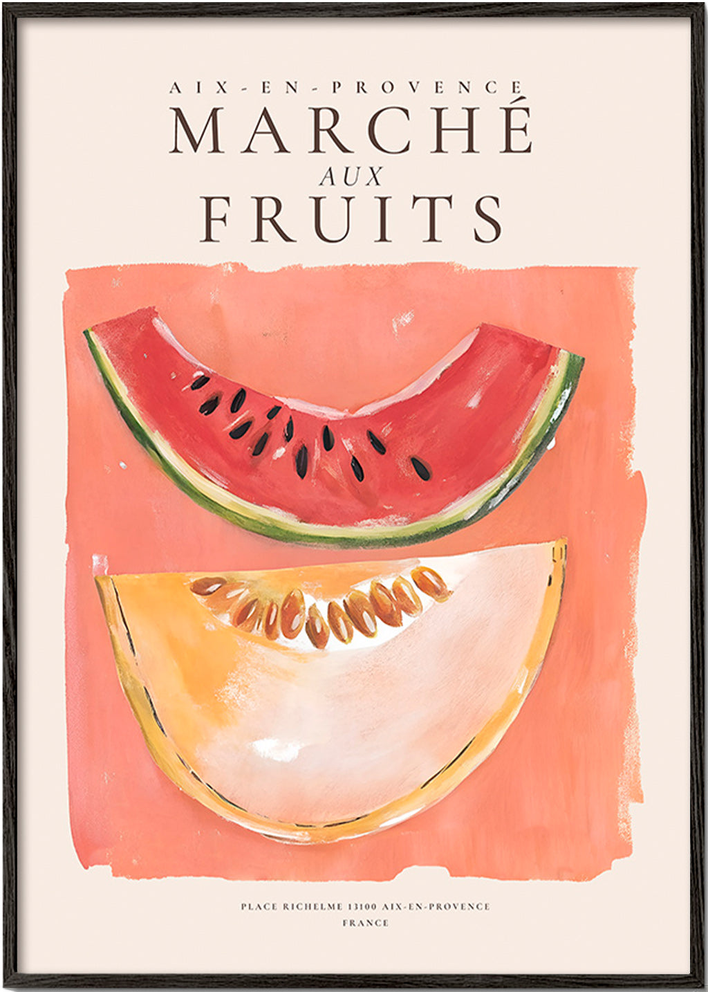Kitchen art Provence fruit poster with melon and watermelon