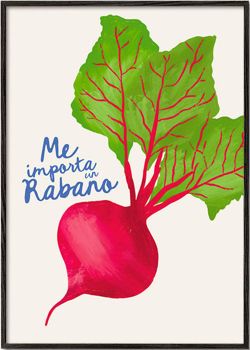 Cuadro de cocina con rábanos ilustrado – Black Frame