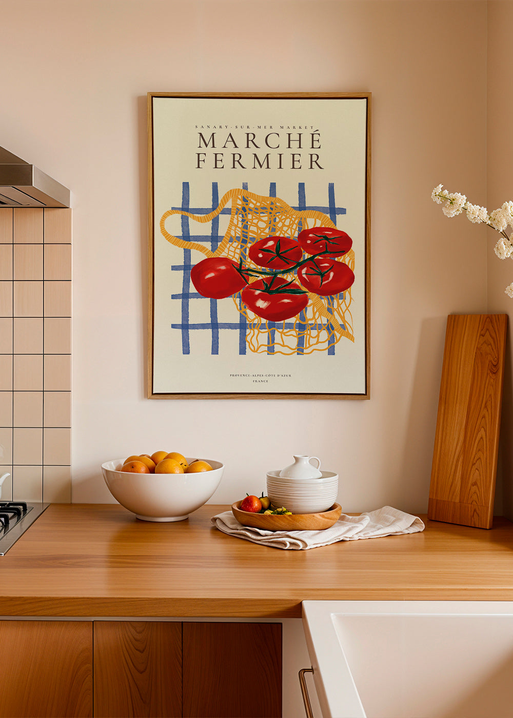 Kitchen art tomatoes in net