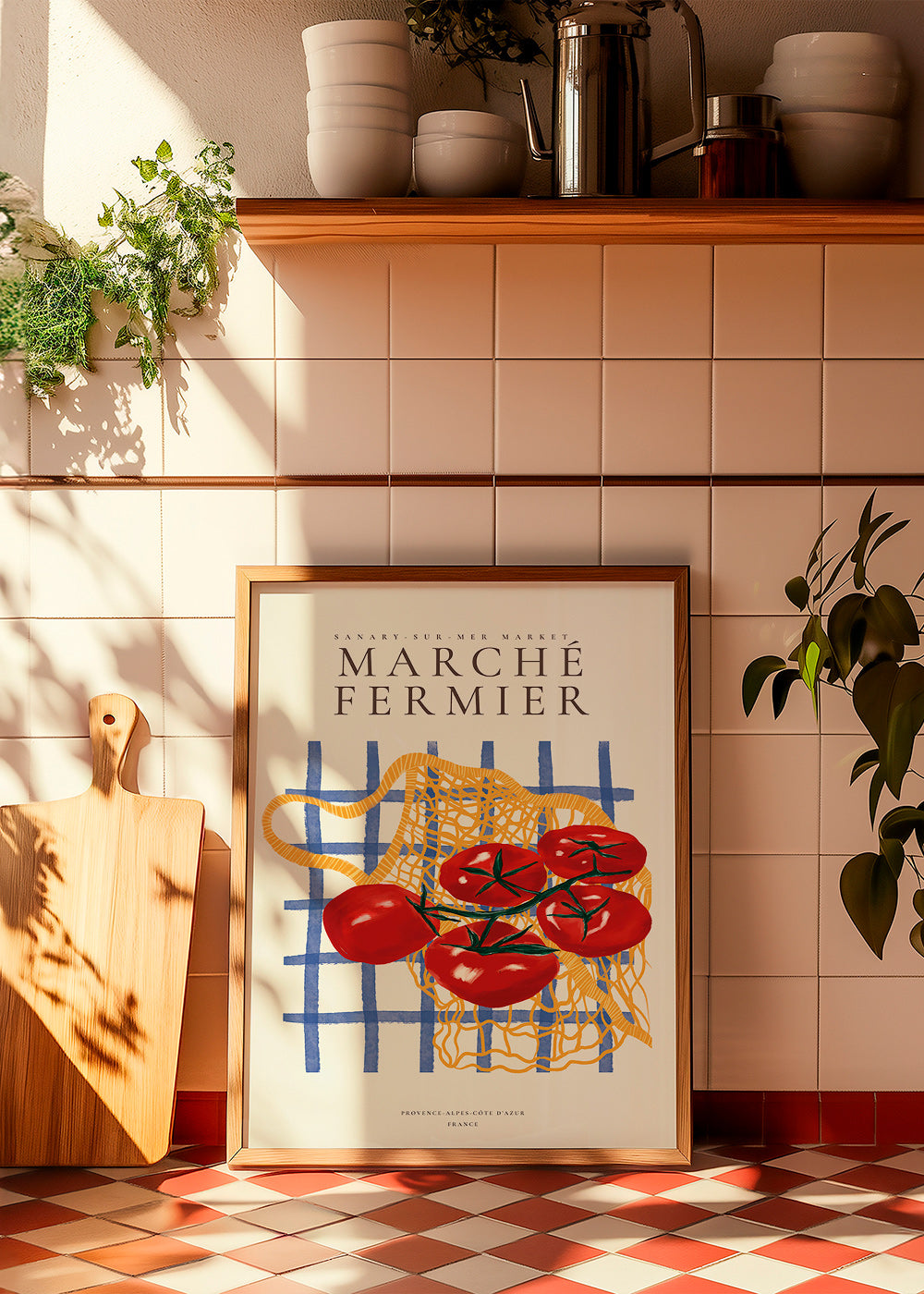 Kitchen art tomatoes in net