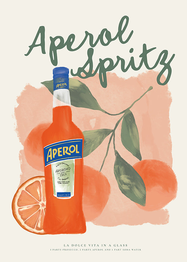 Kitchen art Aperol Spritz bottle with oranges