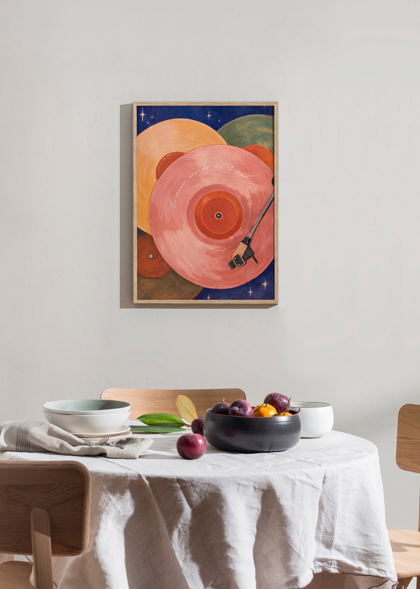 Ilustración vinilo rosa con brazo de tocadiscos – Product2