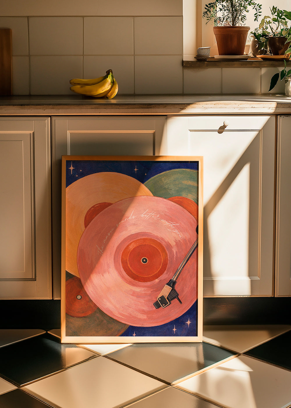 Ilustración vinilo rosa con brazo de tocadiscos – Product3