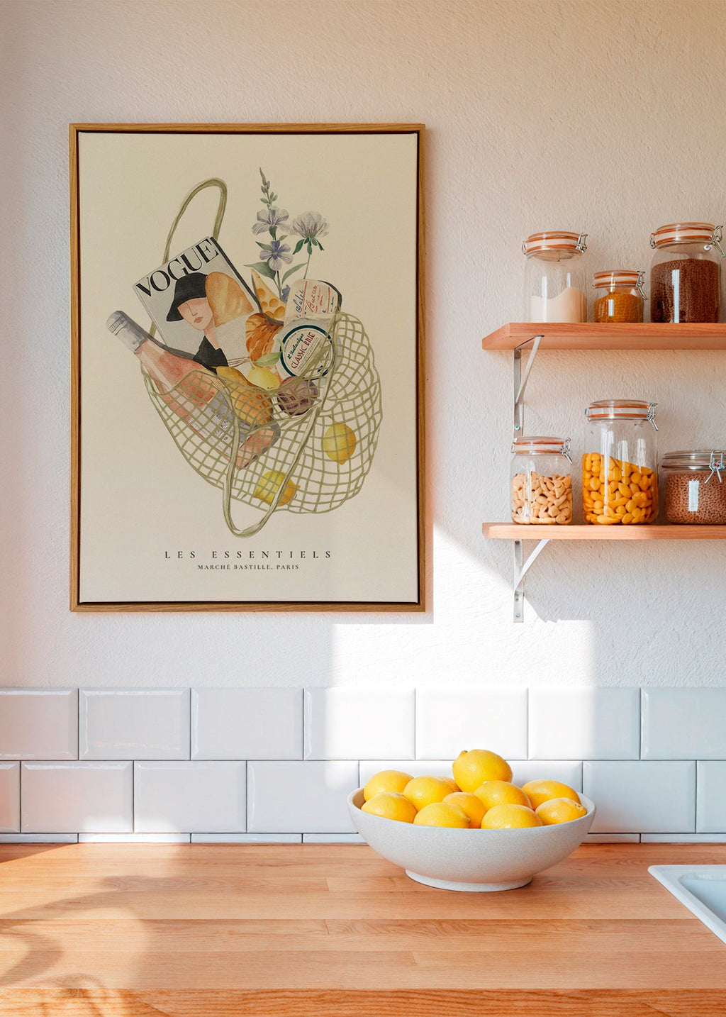 Cuadro de cocina con bolsa de mercado ilustrada – Canvas1