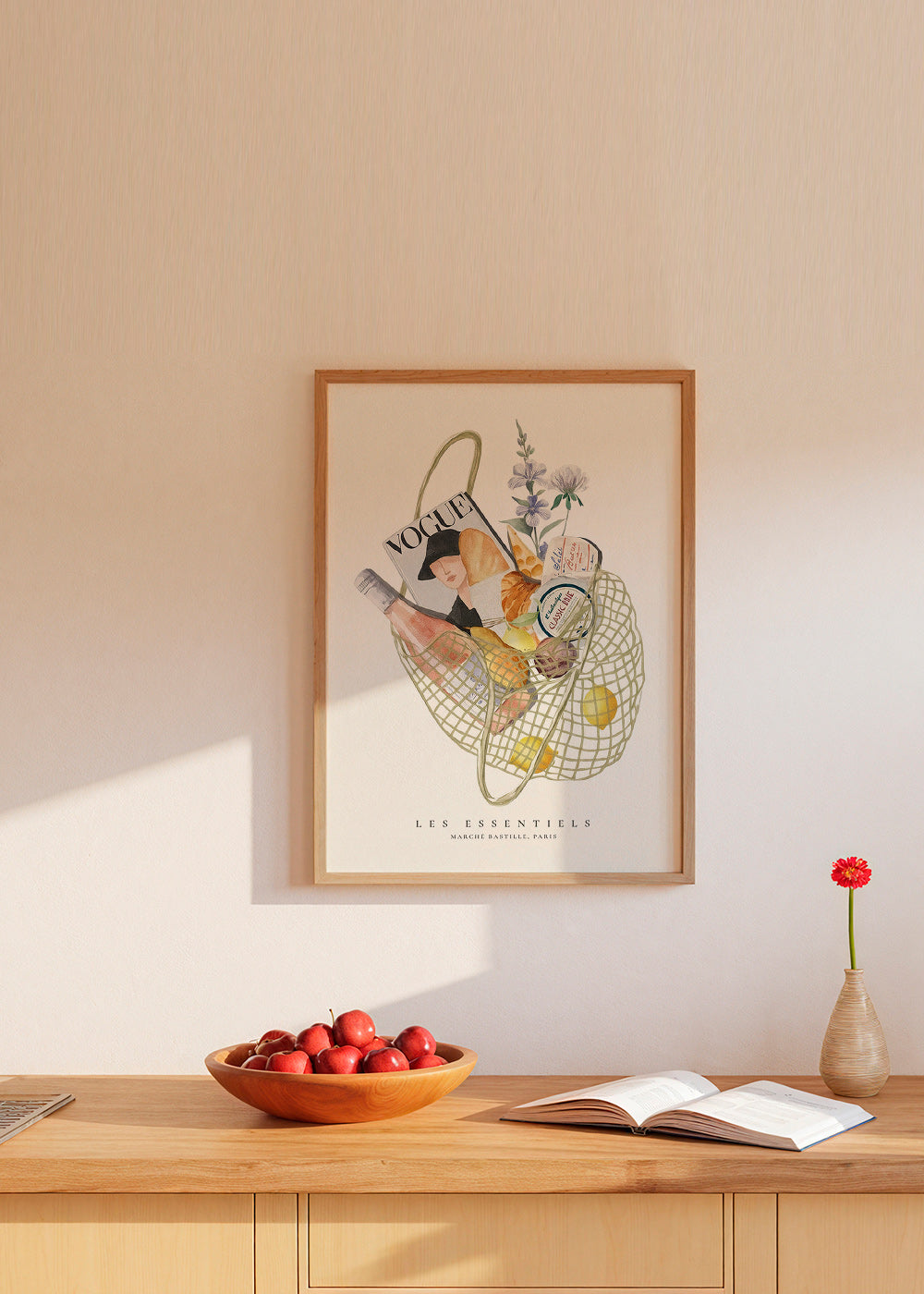 Cuadro de cocina con bolsa de mercado ilustrada – Product1