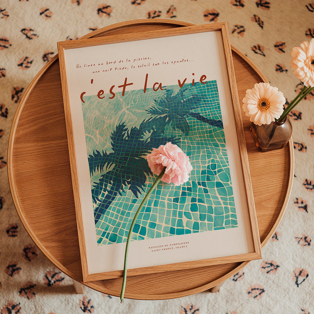 Ilustración de piscina con palmeras – Product2