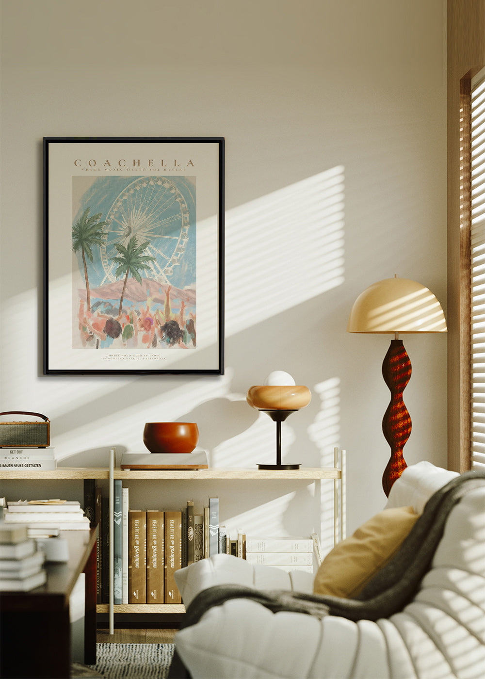 Coachella illustration with ferris wheel and palms