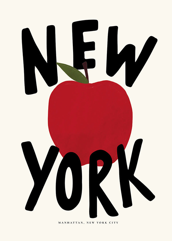 Kitchen art New York red apple poster