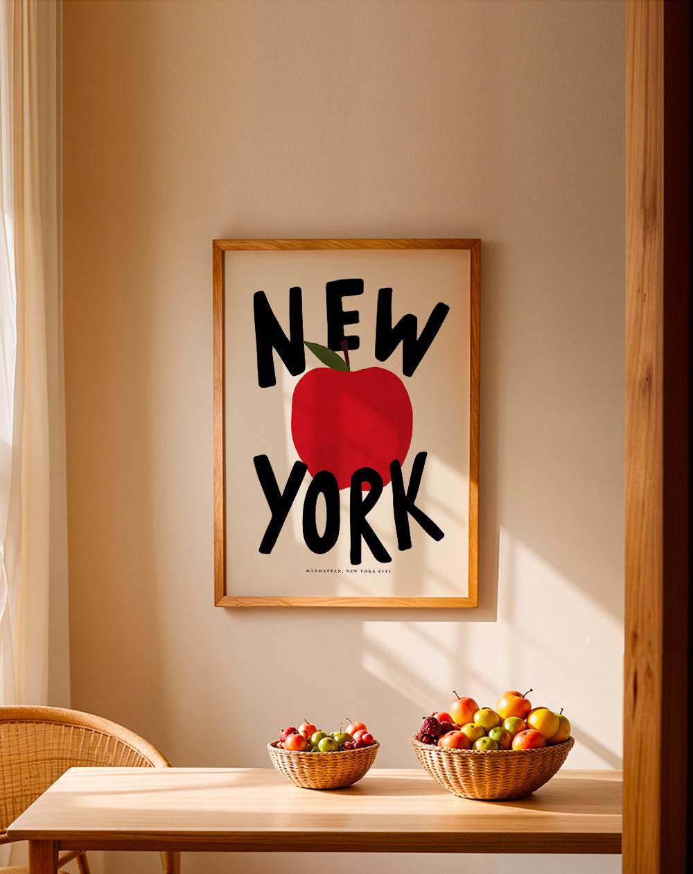 Kitchen art New York red apple poster