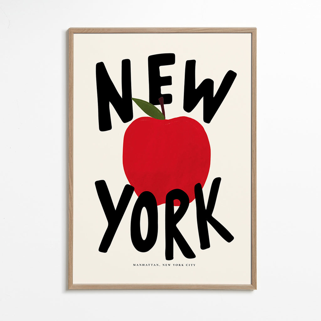 Kitchen art New York red apple poster
